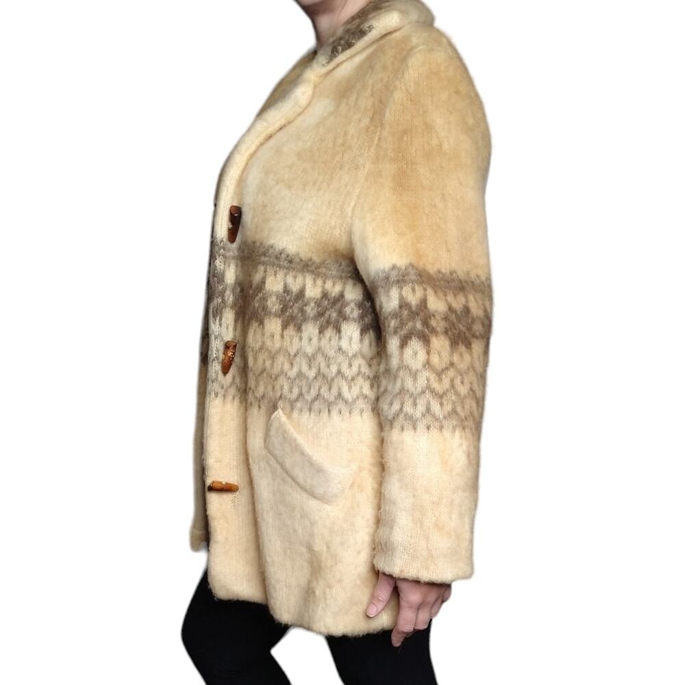 Icelandic Pure Wool Fair Isle Coat Size 12 Coatig… - image 4